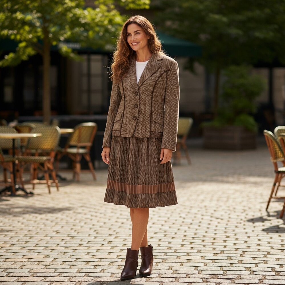 Dolce & Gabbana Two‑Piece Tweed Suit Jacket + Skirt Size 8 (Italian 42)